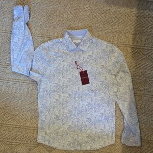 Elegant Blue Floral Men's Shirt